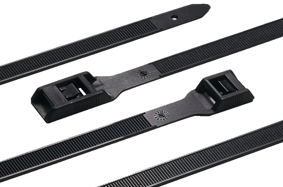 HellermannTyton Cable Tie, Releasable, 180 mm x 9mm, Black Polyamide 66