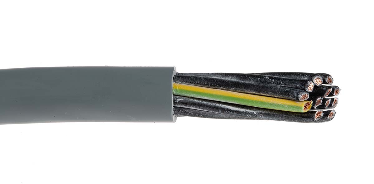 1123047 Lapp YY Control Cable, 12 Cores, 0.75 mm² CSA 18 AWG, Unscreened, 50 m, Grey Zero Halogen Sheath