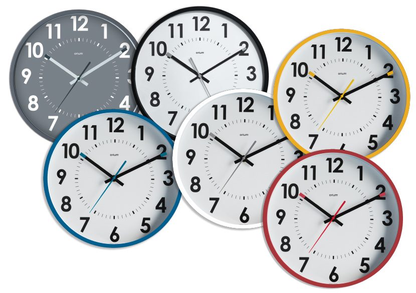 11244 Orium Black Analogue Clock, 30 cm Diameter Wall