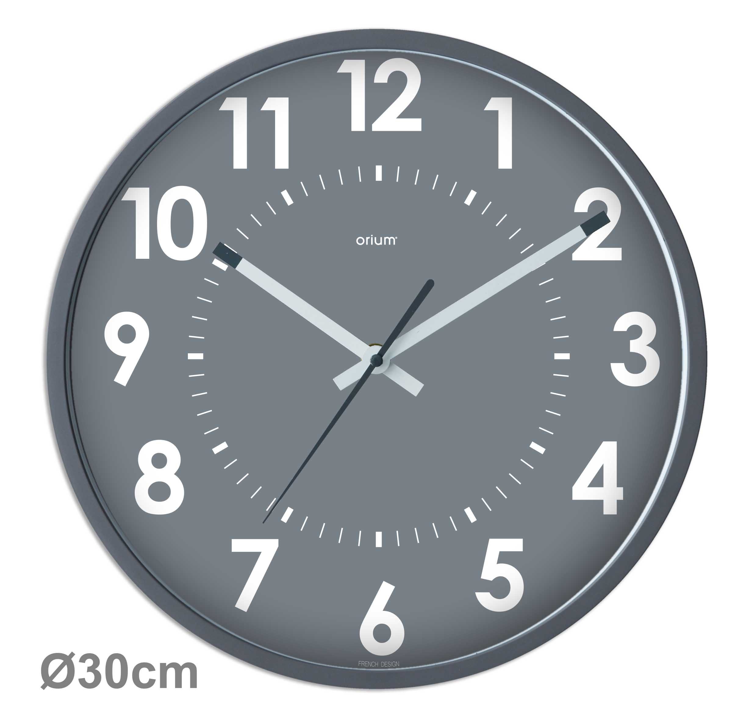 Orium Grey Analogue Clock, 30 cm Diameter Wall
