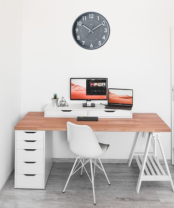 11245 Orium Grey Analogue Clock, 30 cm Diameter Wall