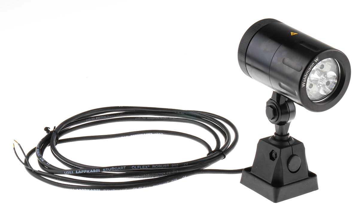 Waldmann SPOT LED - MCXFL 3 S LED Machine Light, 6 W, 24V ac/dc, Rigid Arm with Adjustable Head, IP67, 85 mm Arm Length,