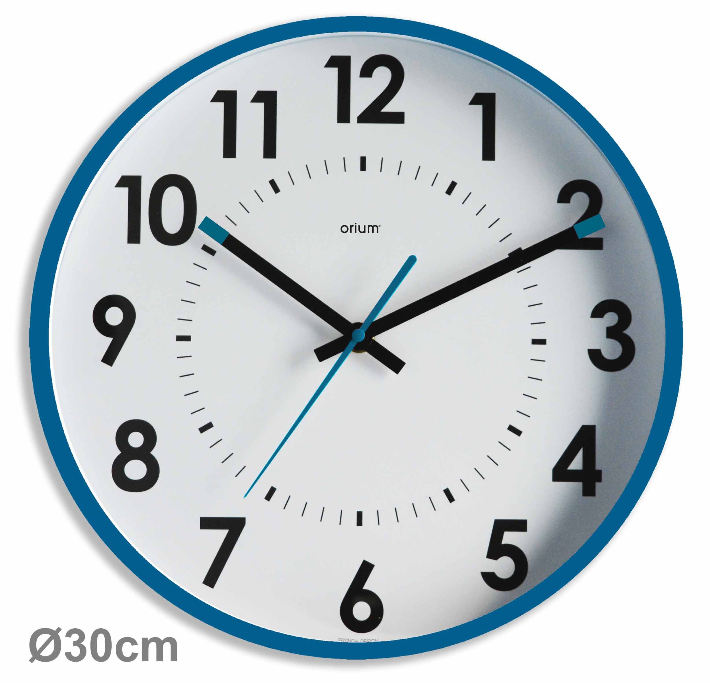 Orium Blue Analogue Clock, 30 cm Diameter Wall