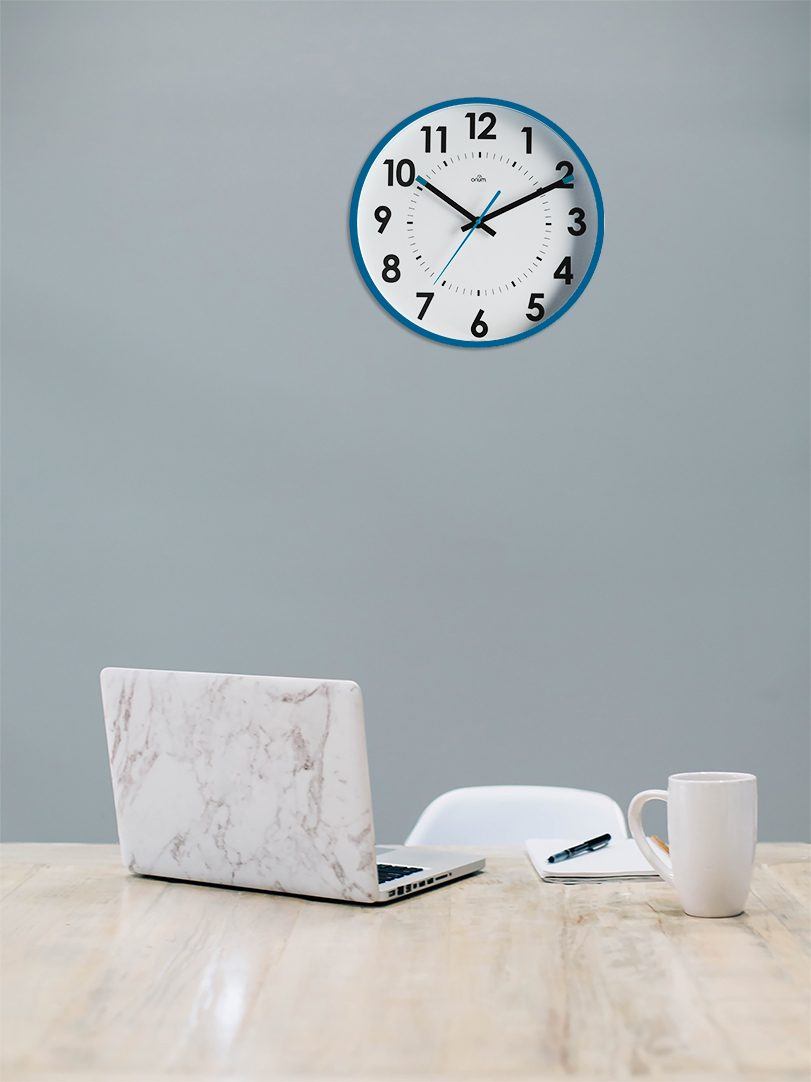 11246 Orium Blue Analogue Clock, 30 cm Diameter Wall