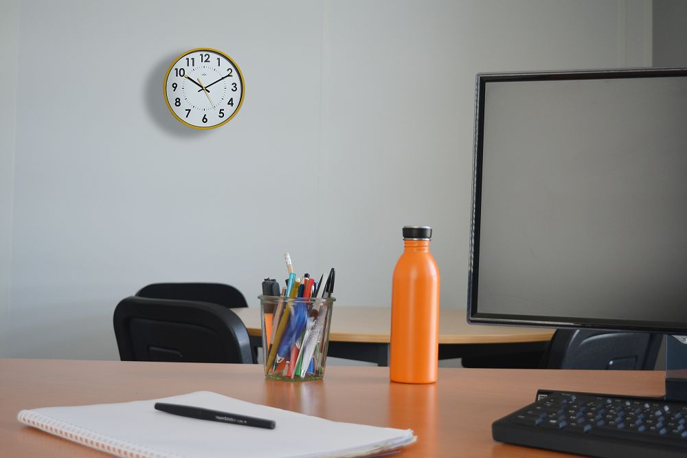 11248 Orium Yellow Analogue Clock, 30 cm Diameter Wall