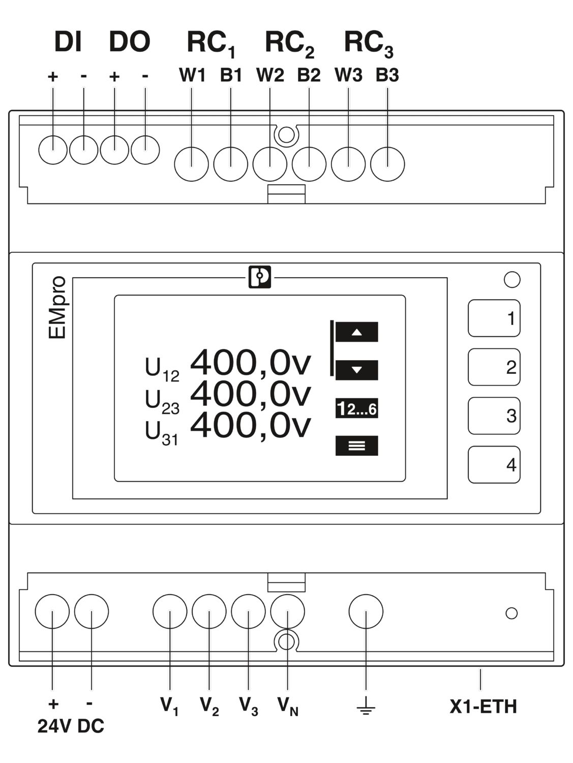 1127058 Phoenix Contact EEM-MA371-24DC LCD Digital Panel Multifunction Meter for AC Sine, Current, Power,  80 mm  x 90 mm