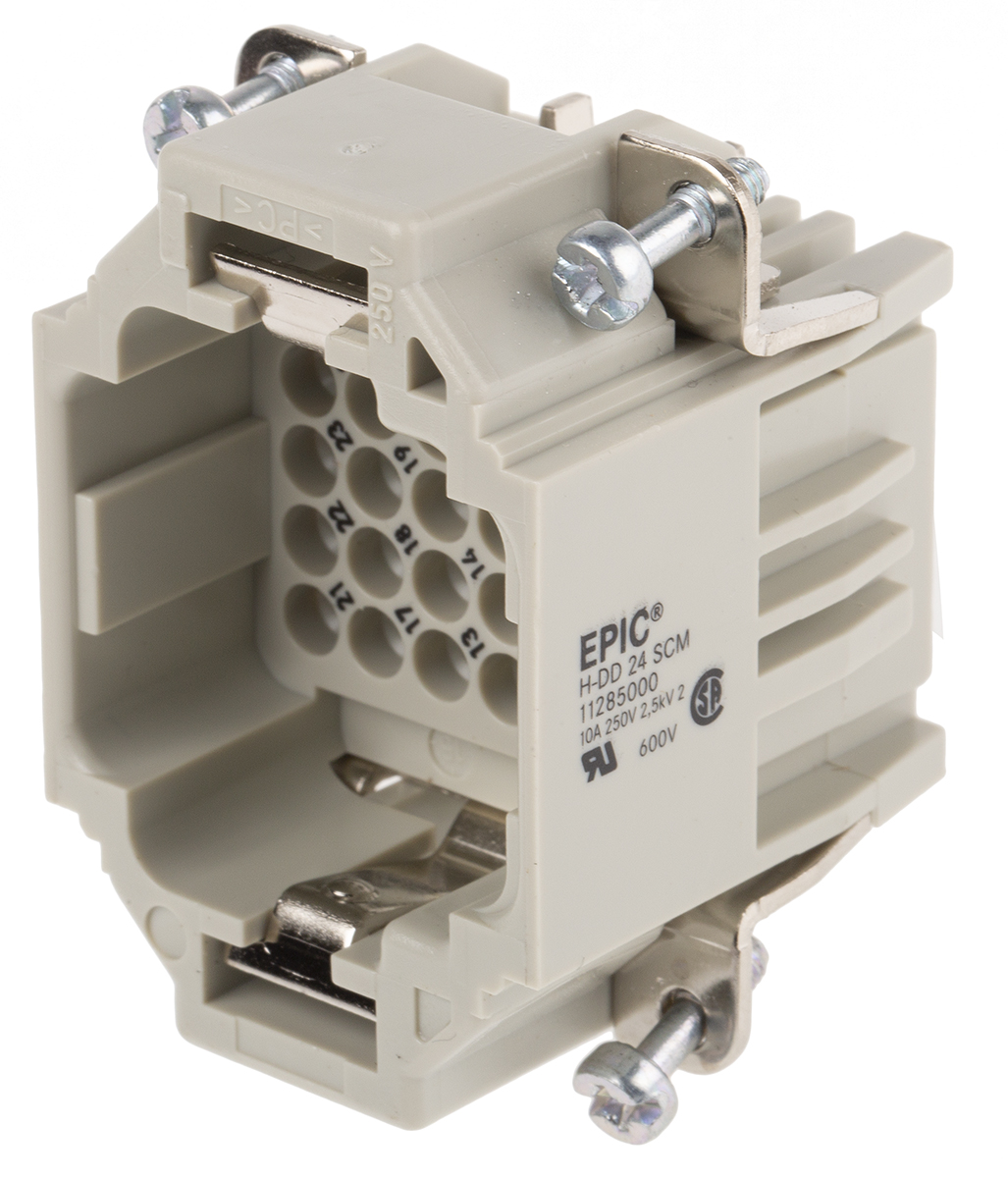 11285000 EPIC Heavy Duty Power Connector Insert, 10A, HDD Series Male, 25 Contacts