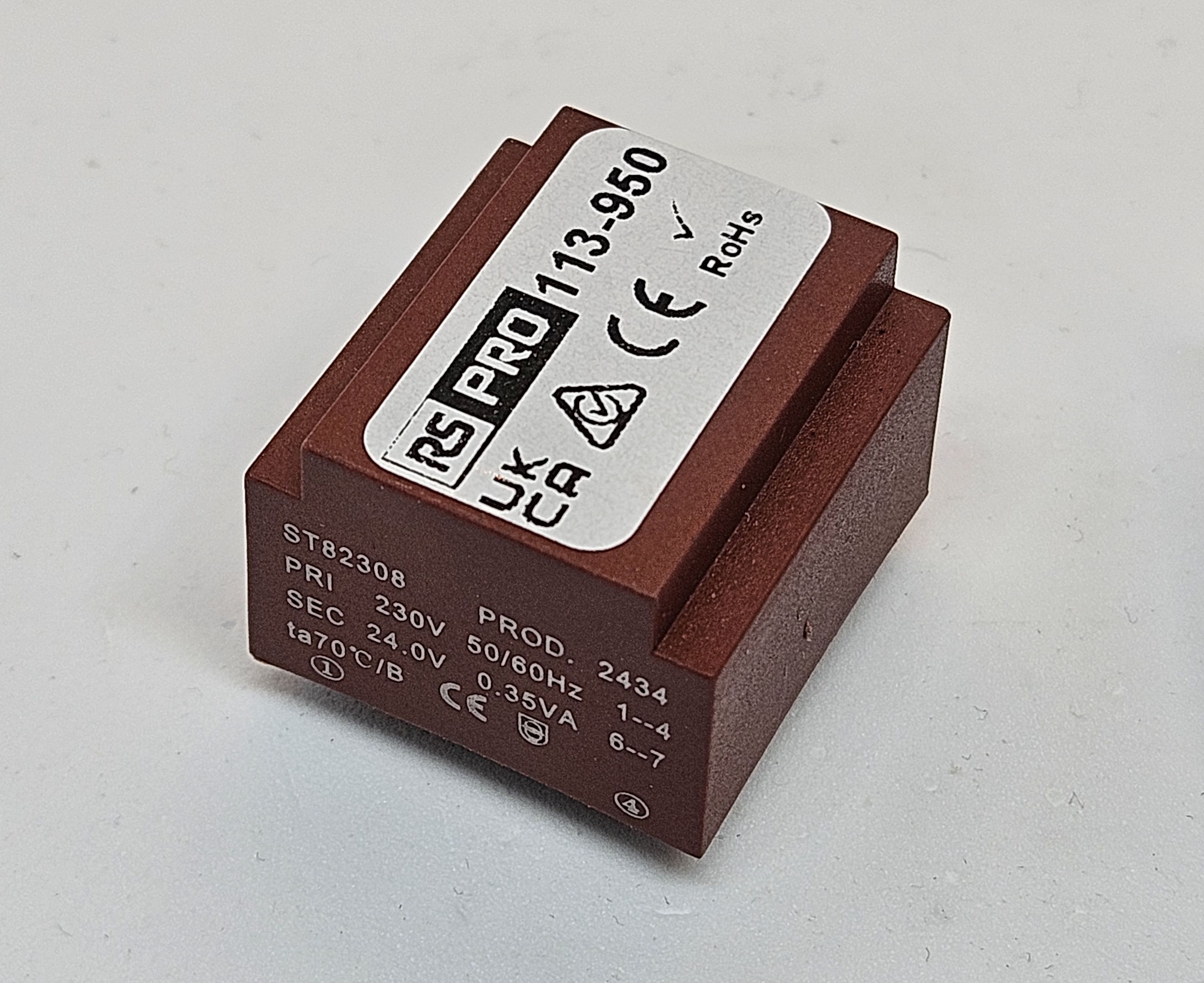 RS PRO 24 V ac 1 Output PCB PCB Transformer, IEC/BS/EN 61558-1 AS/NZS 61558.1 IEC/BS/EN 61558-2-6 AS/NZS 61558.2.6 16 VA