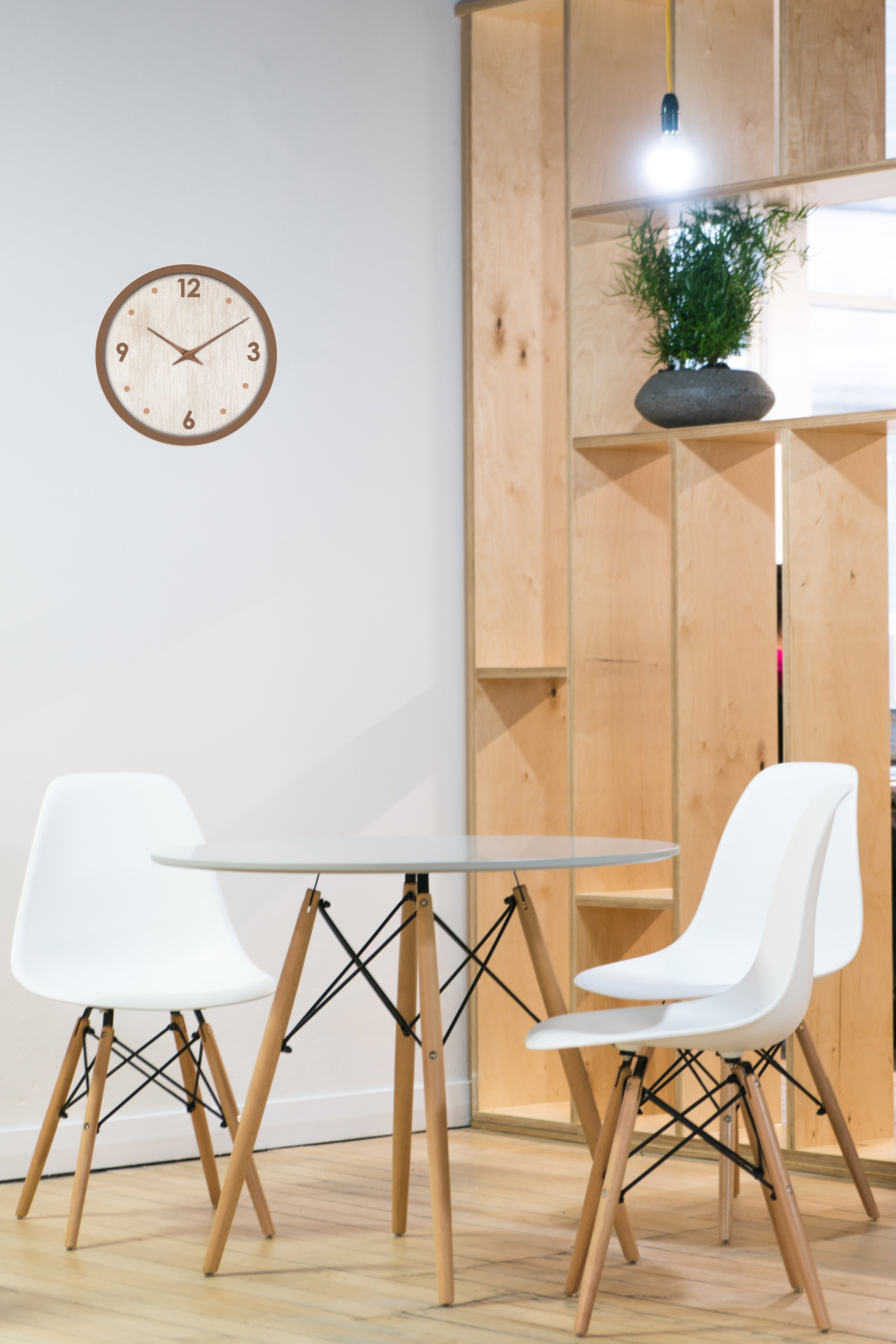 11362 Orium Wood Analogue Clock, 30 cm Diameter Wall