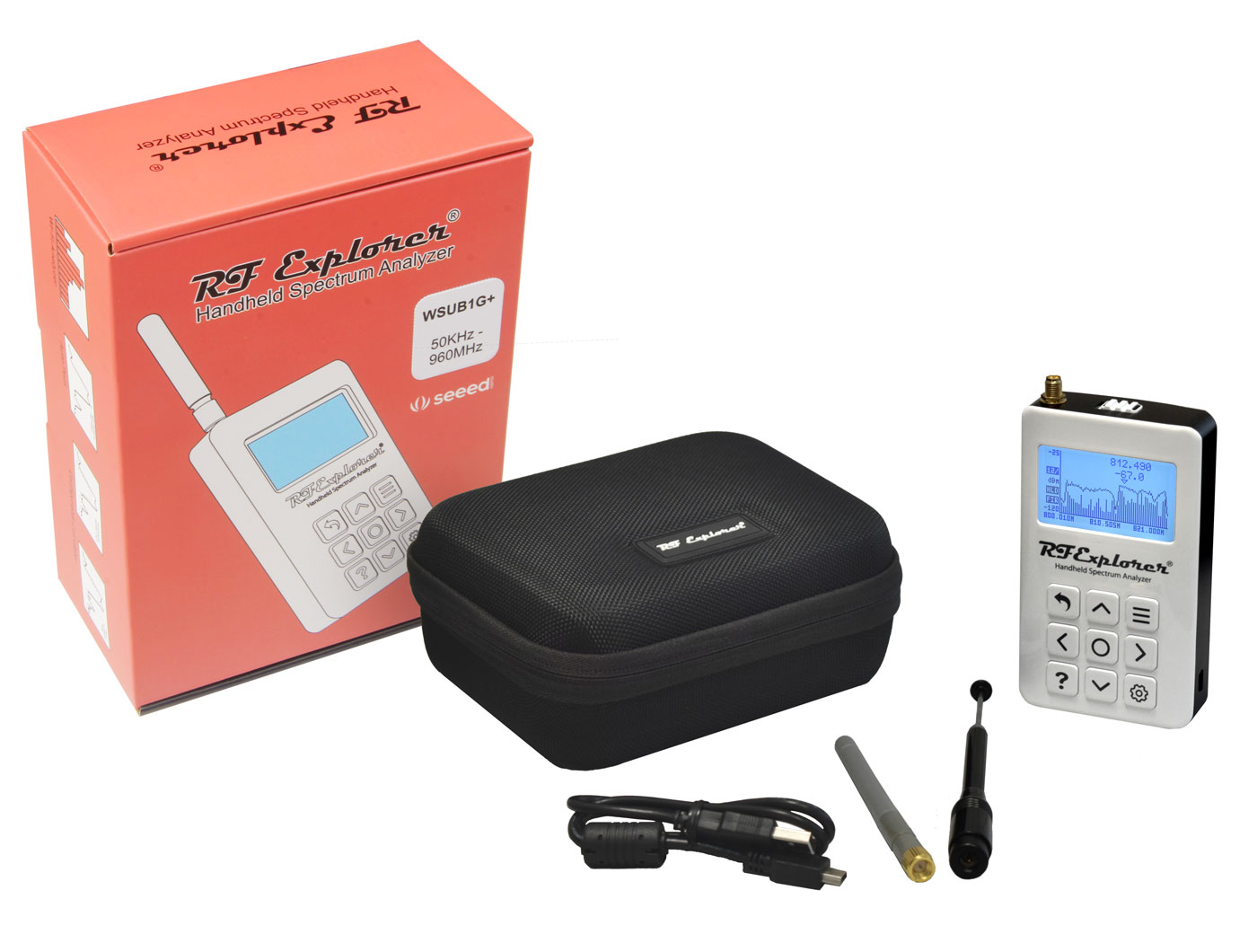 Seeed Studio 114991830 Handheld RF Explorer Spectrum Analyser, 1 GHz