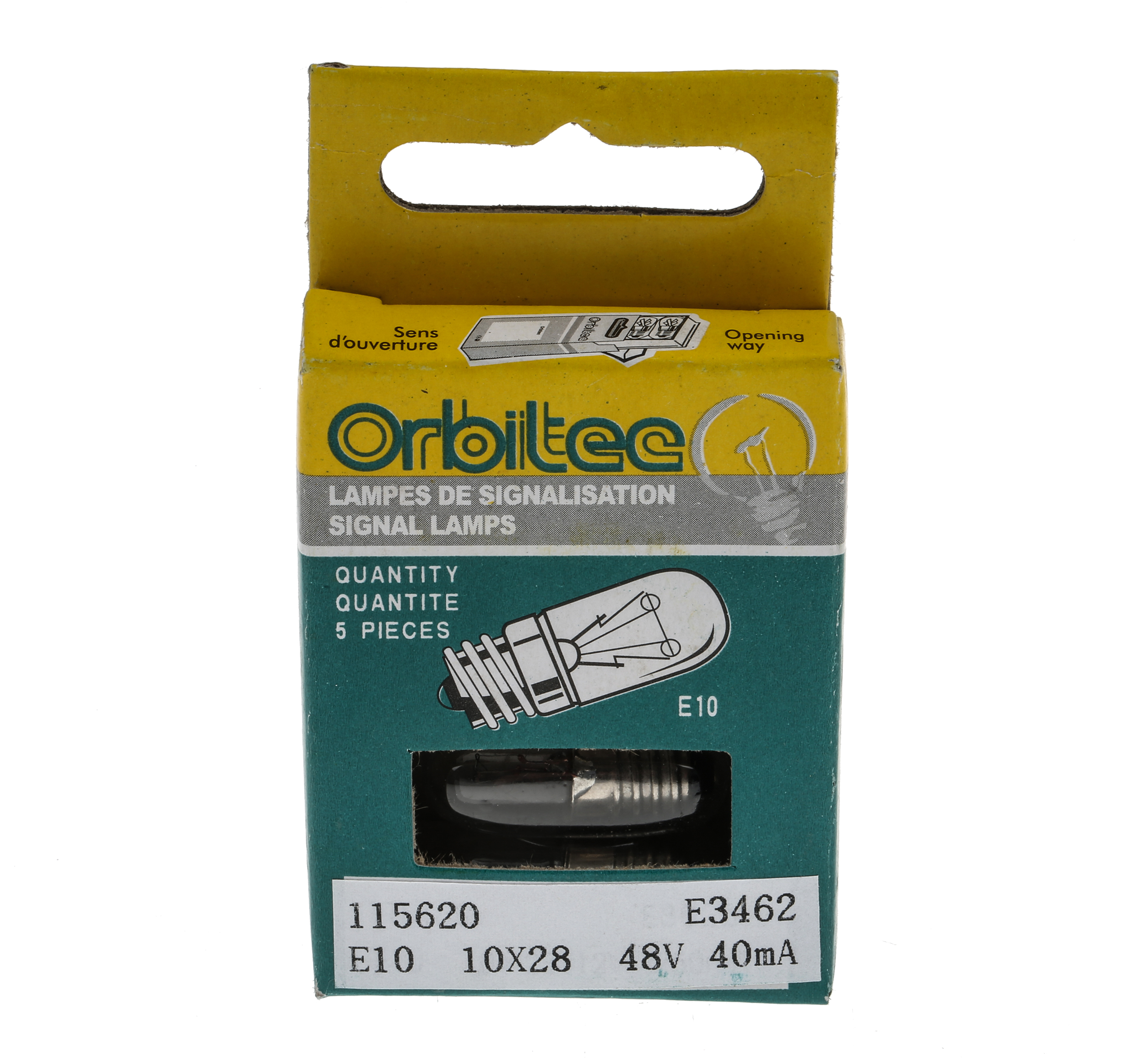 Orbitec E10 Indicator Light, Clear, 48V, 40mA, 1000 h