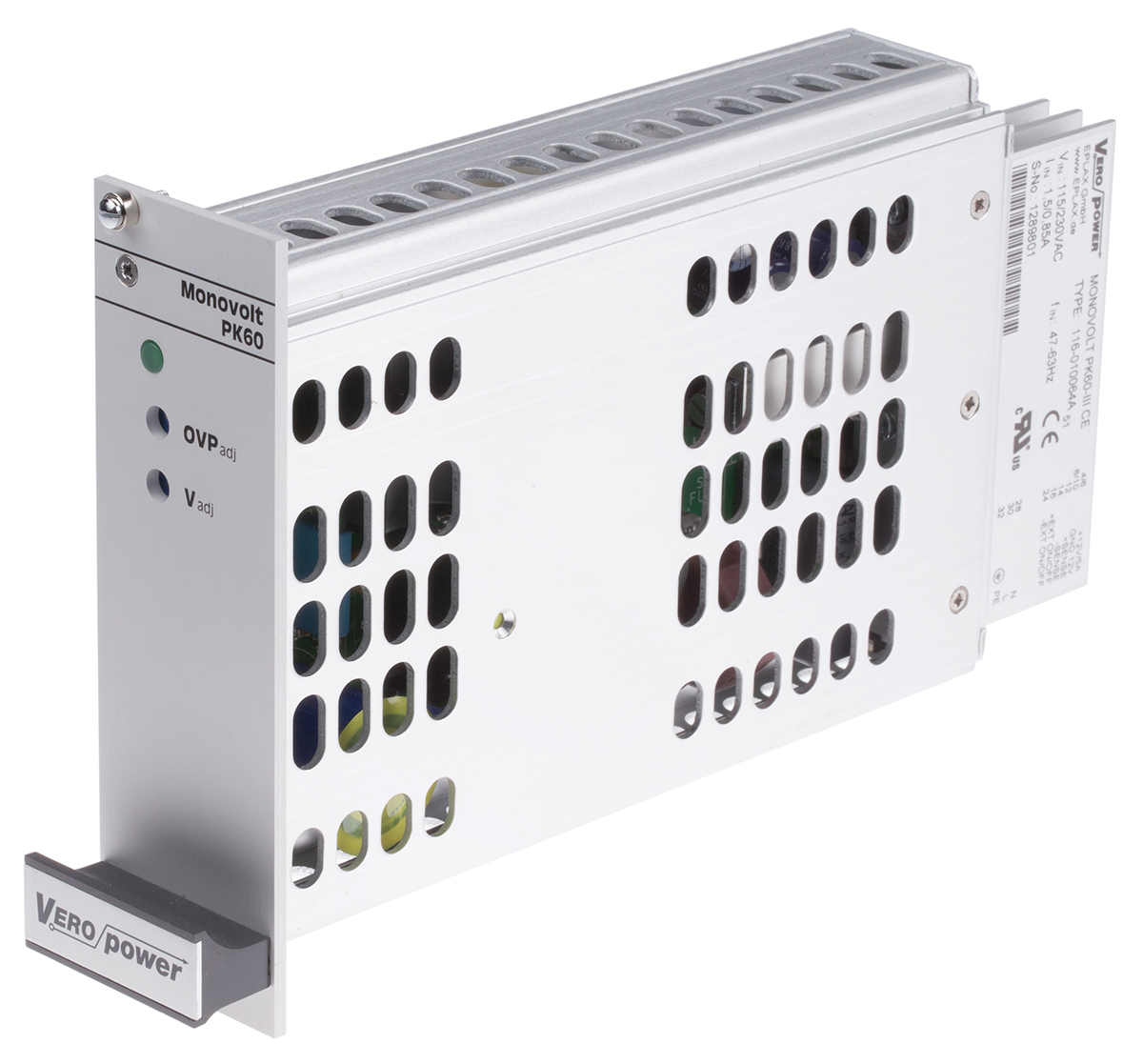 Eplax Switching Power Supply, 116-010064A 12V, 5A, 60 W, Input 115V ac to  230V ac