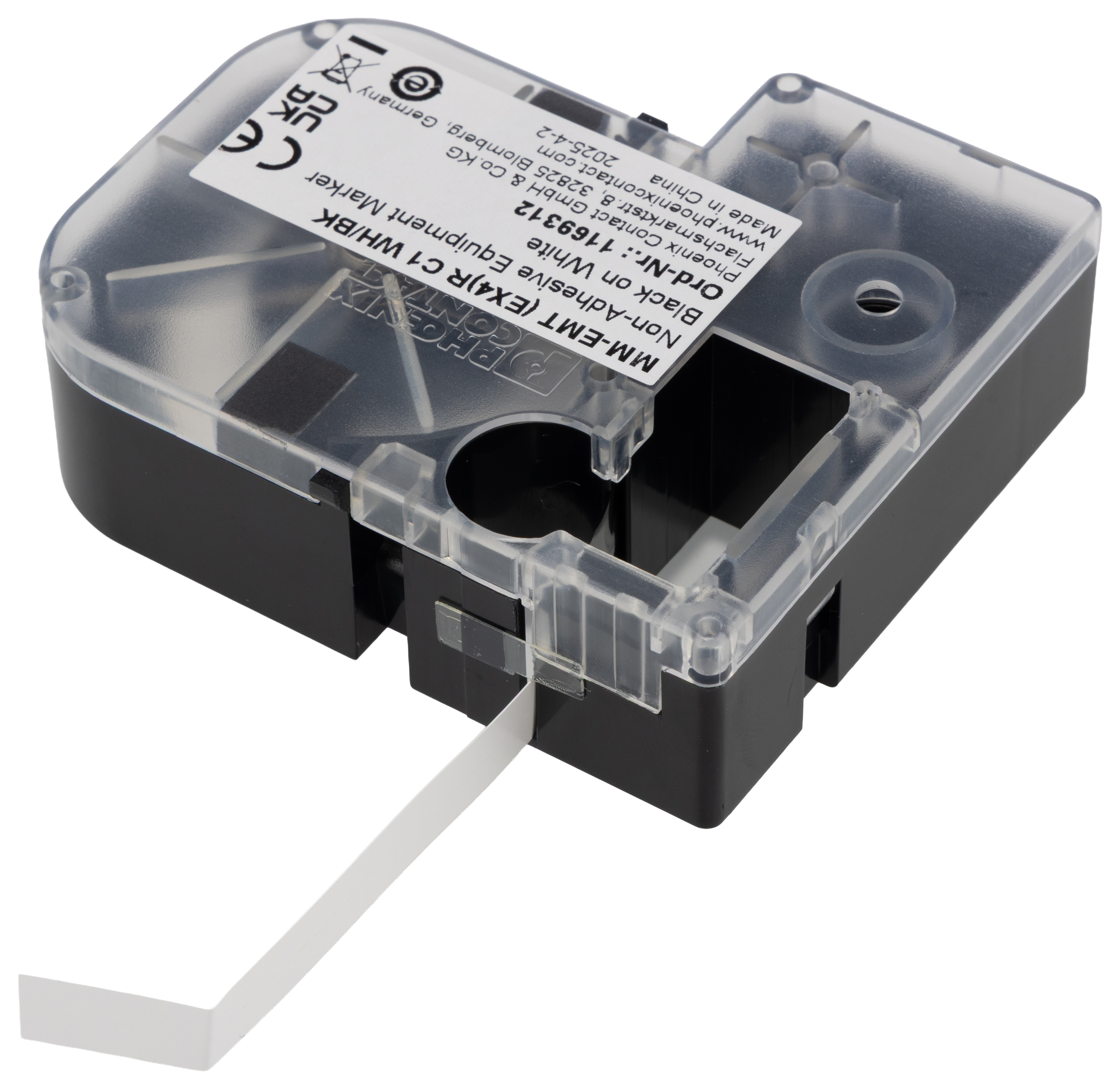 1169312 Phoenix Contact Black on White Label Printer Tape, 5.5 m Length, 8 mm Width, 5.5 m Label Length, 3 mm Label Width