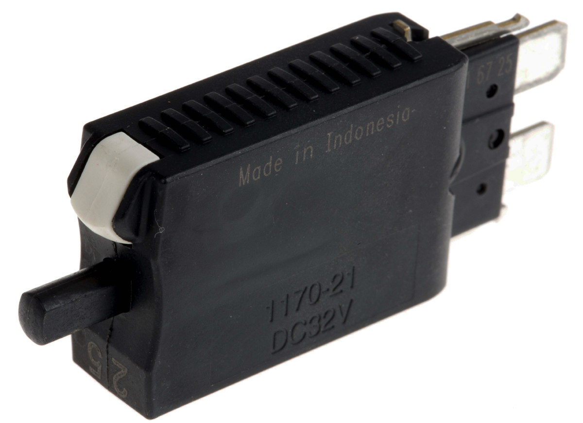ETA 1170 Thermal Circuit Breaker - 1-Pole, Base, 25A Current Rating, 25 A, 240V ac, 48 V dc