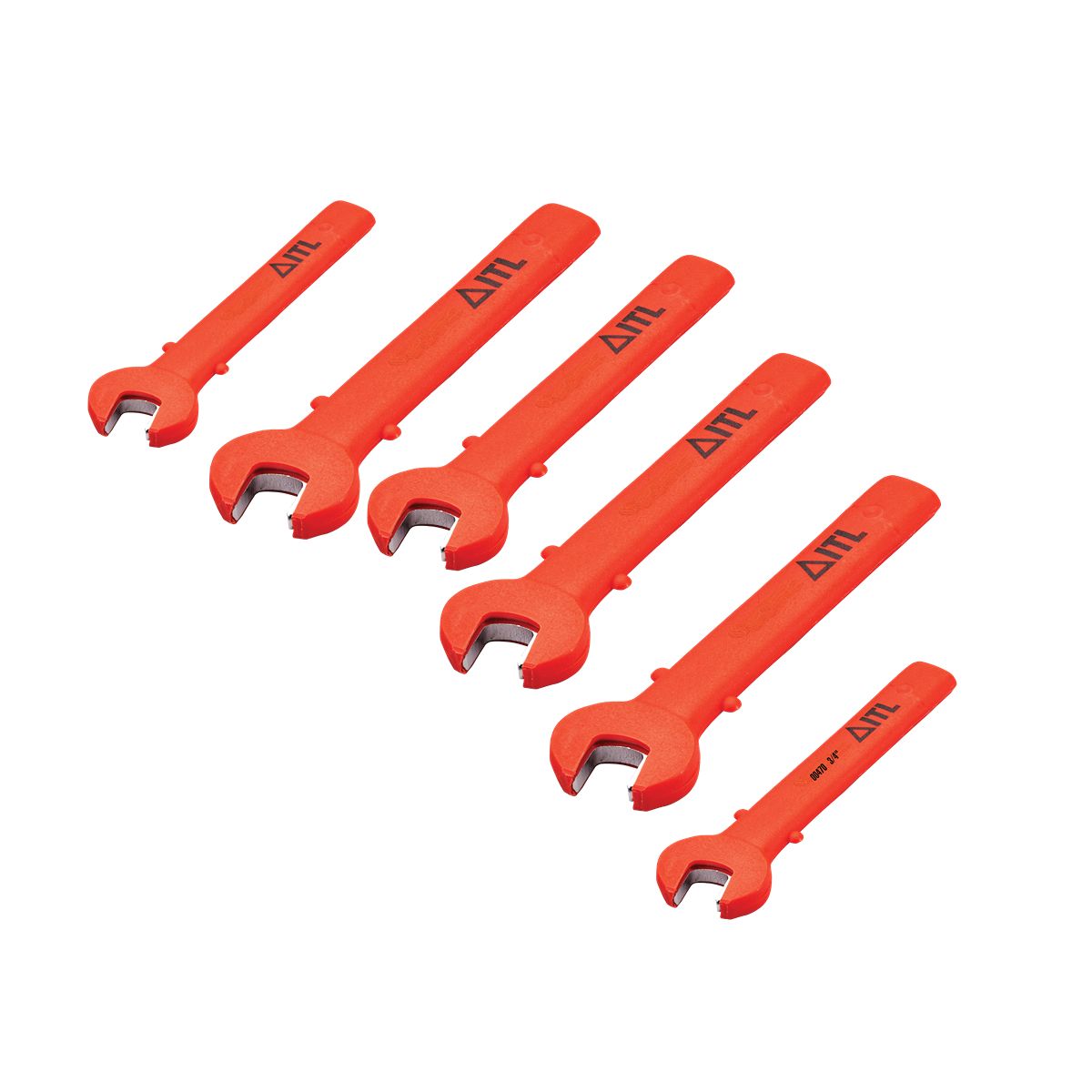 ITL Insulated Tools Ltd 6-Piece Open End Spanner, 11/16, 1⁄2, 5/8, 3⁄4 Inches, 5/16, 3/8, Nylon Thermoplastic