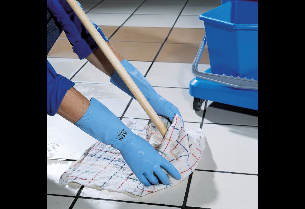 117 Mapa VITAL  Blue Latex Work Gloves, Size 10, Latex Coating