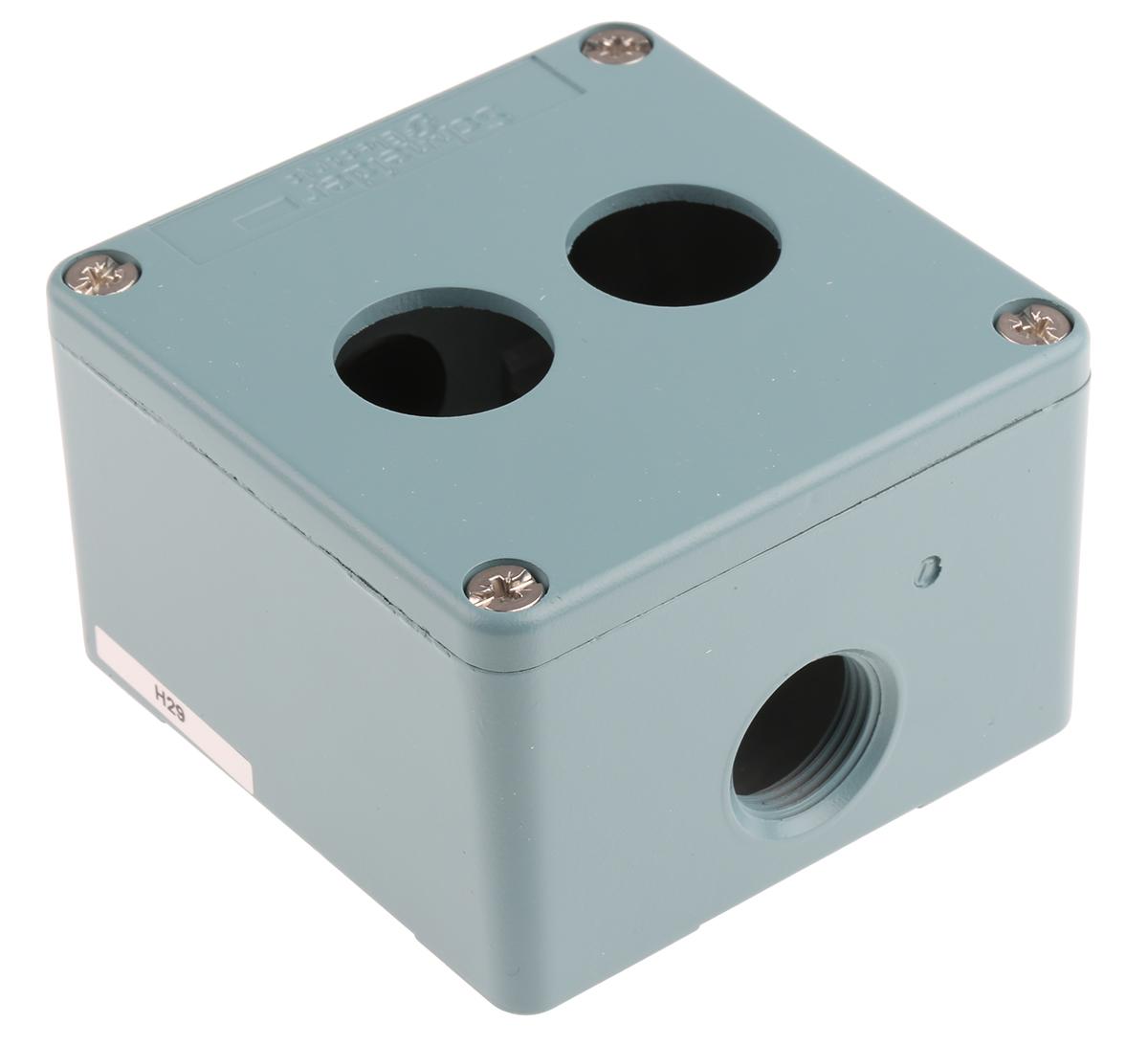 Schneider Electric Harmony XAP Push Button Enclosure, 2 Hole Blue, 22mm diameter None Metal