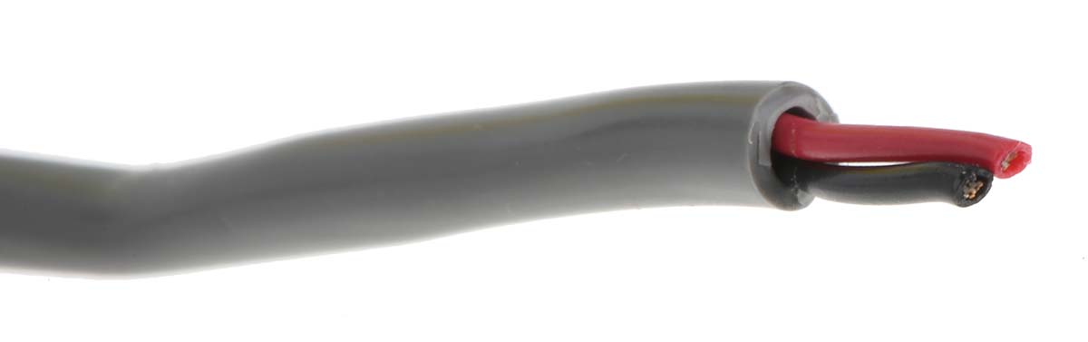 Alpha Wire Alpha Essentials Communication & Control Control Cable, 2 Cores, 0.35mm² 22 AWG, Unscreened, 30 m, Grey
