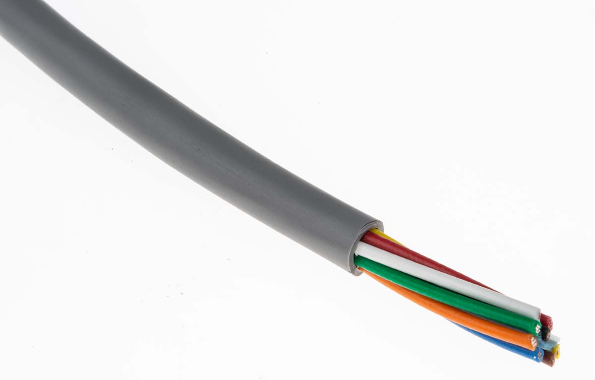 Alpha Wire Alpha Essentials Communication & Control Control Cable, 8 Cores, 0.35mm² 22 AWG, Unscreened, 30 m, Grey