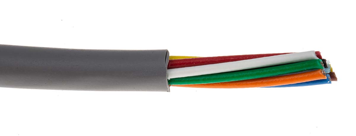 1178c-sl005 Alpha Wire Alpha Essentials Communication & Control Control Cable, 8 Cores, 0.35mm² 22 AWG, Unscreened, 30 m, Grey
