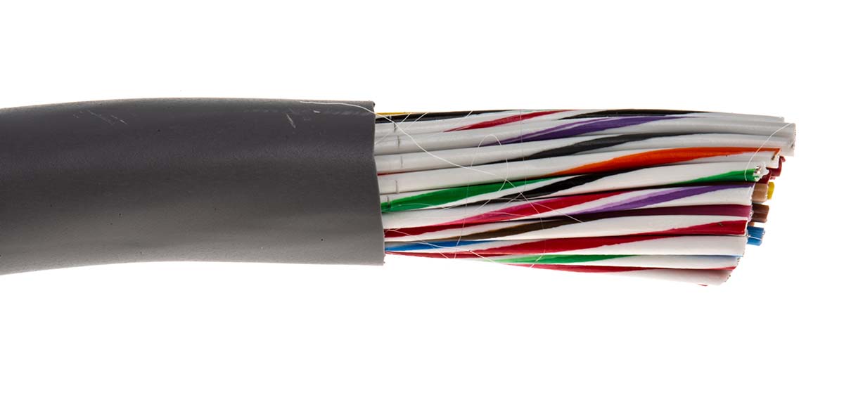118140c-sl005 Alpha Wire Alpha Essentials Communication & Control Control Cable, 40 Cores, 0.35mm² 22 AWG, Unscreened, 30 m, Grey