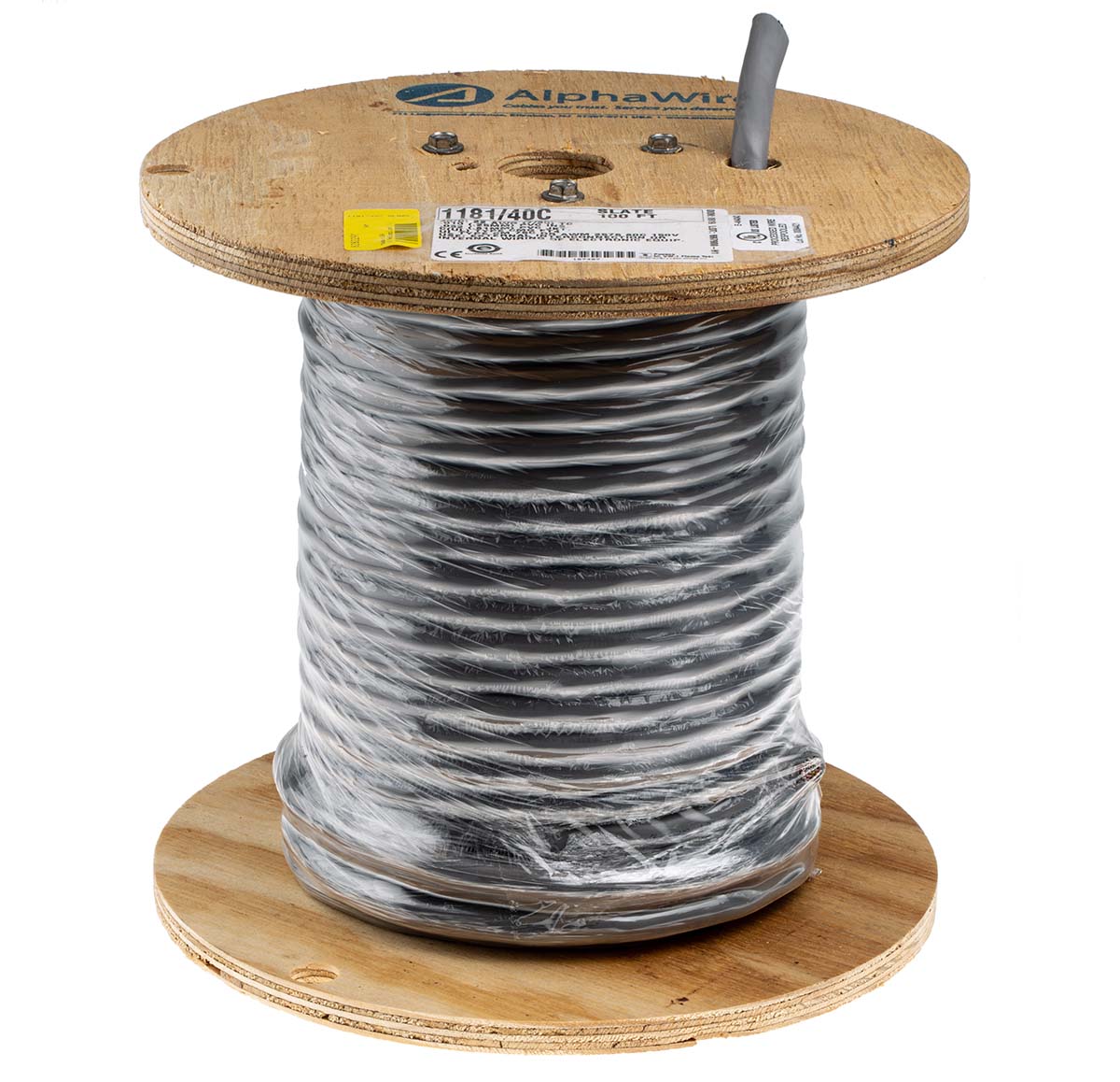 118140c-sl005 Alpha Wire Alpha Essentials Communication & Control Control Cable, 40 Cores, 0.35mm² 22 AWG, Unscreened, 30 m, Grey