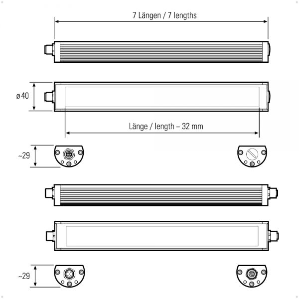 118210-12 LED2WORK 118210 LED Machine Light, 5 W, 24V dc, IP67, IP69K, 365 mm