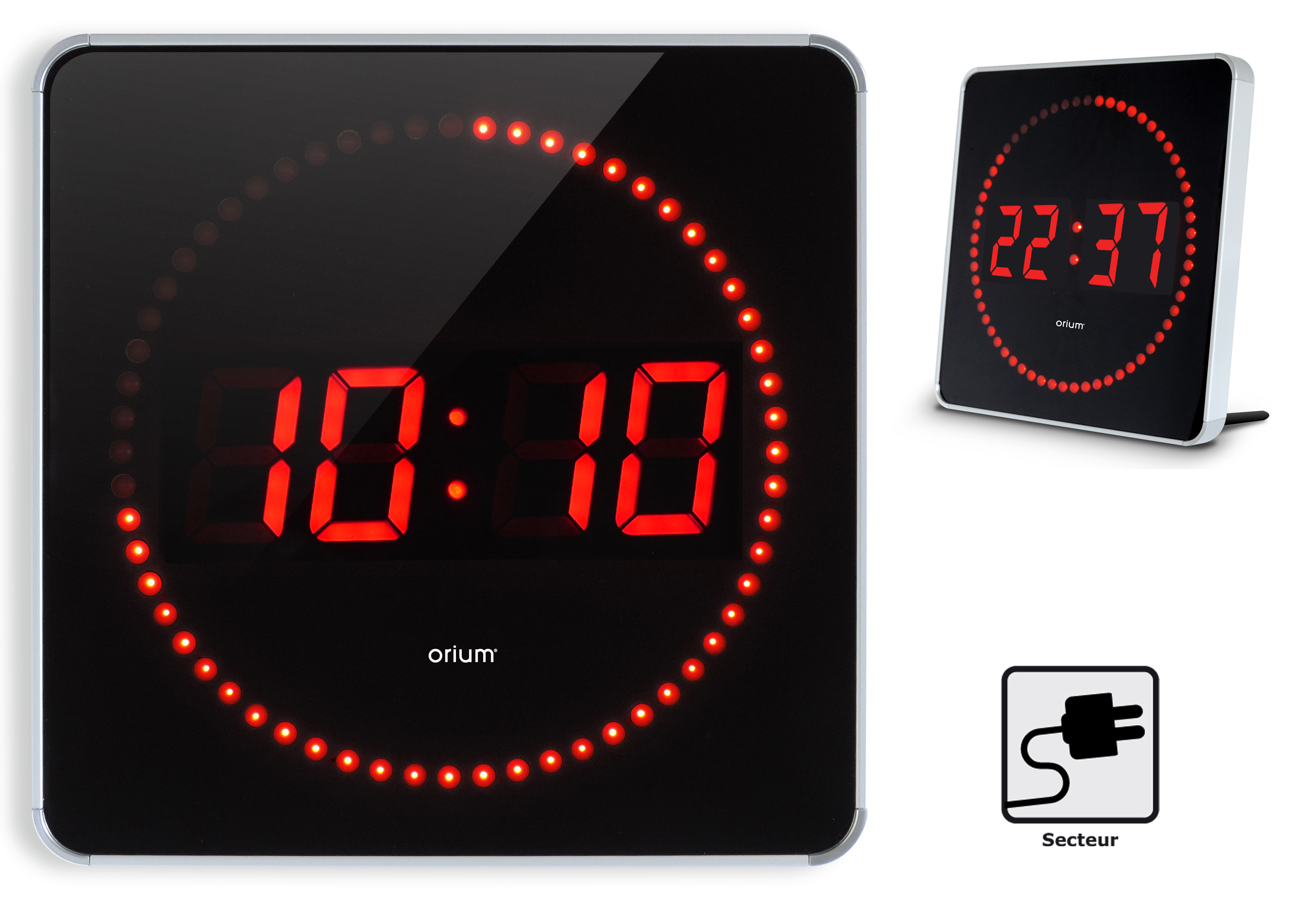 11937 Orium Black Digital Clock, 280 mm Diameter Wall