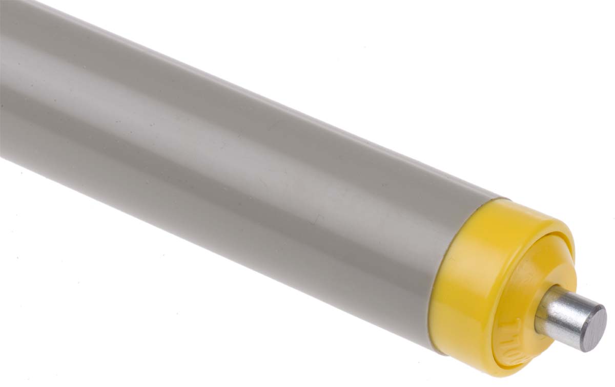 11ays20c03-300 Interroll Plastic Round Conveyor Roller Spring Loaded 20 mm Dia. x 300 mm L, Steel 10 N, 6 mm Spindle, 317mm Overall