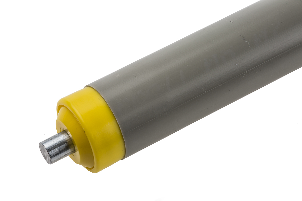 11ays20c03-400 Interroll Plastic Round Conveyor Roller Spring Loaded 20 mm Dia. x 400 mm L, Steel 5 N, 6 mm Spindle, 417mm Overall