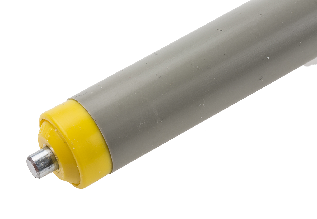 11ays20c03-400 Interroll Plastic Round Conveyor Roller Spring Loaded 20 mm Dia. x 400 mm L, Steel 5 N, 6 mm Spindle, 417mm Overall
