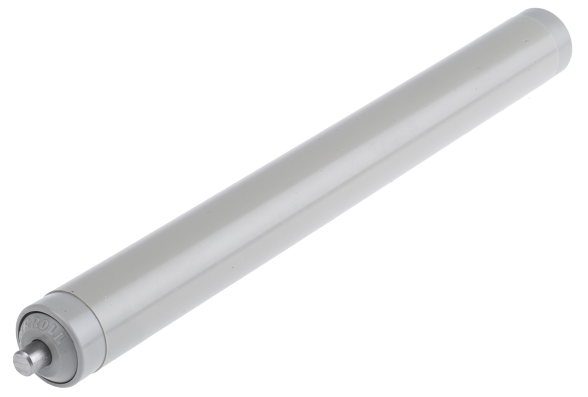 Interroll Plastic Round Conveyor Roller Spring Loaded 20 mm Dia. x 100 mm L, Stainless Steel 20 N, 6 mm Spindle, 217mm
