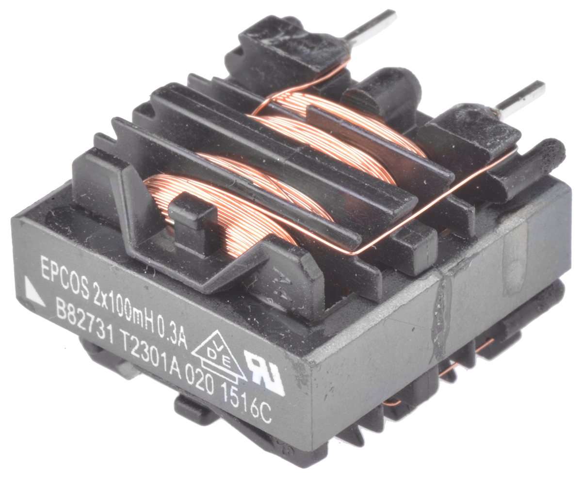 EPCOS 100 mH -30 → +50% Ferrite Power Line Choke, Max SRF:10kHz, 300mA Idc, 6.6Ω Rdc 250 V ac, B82731T