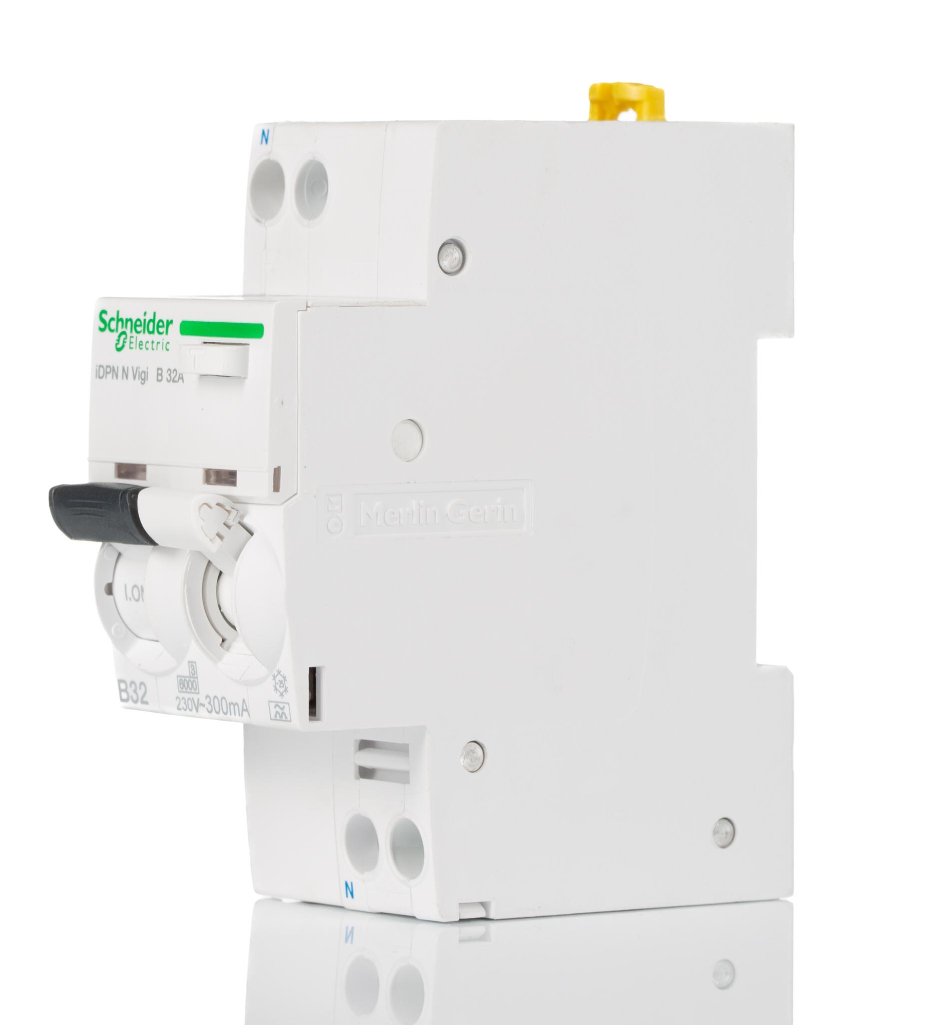 Schneider Electric iDPN RCD, 32A, 1+N Pole, 300mA, Type B, 220 → 240V ac