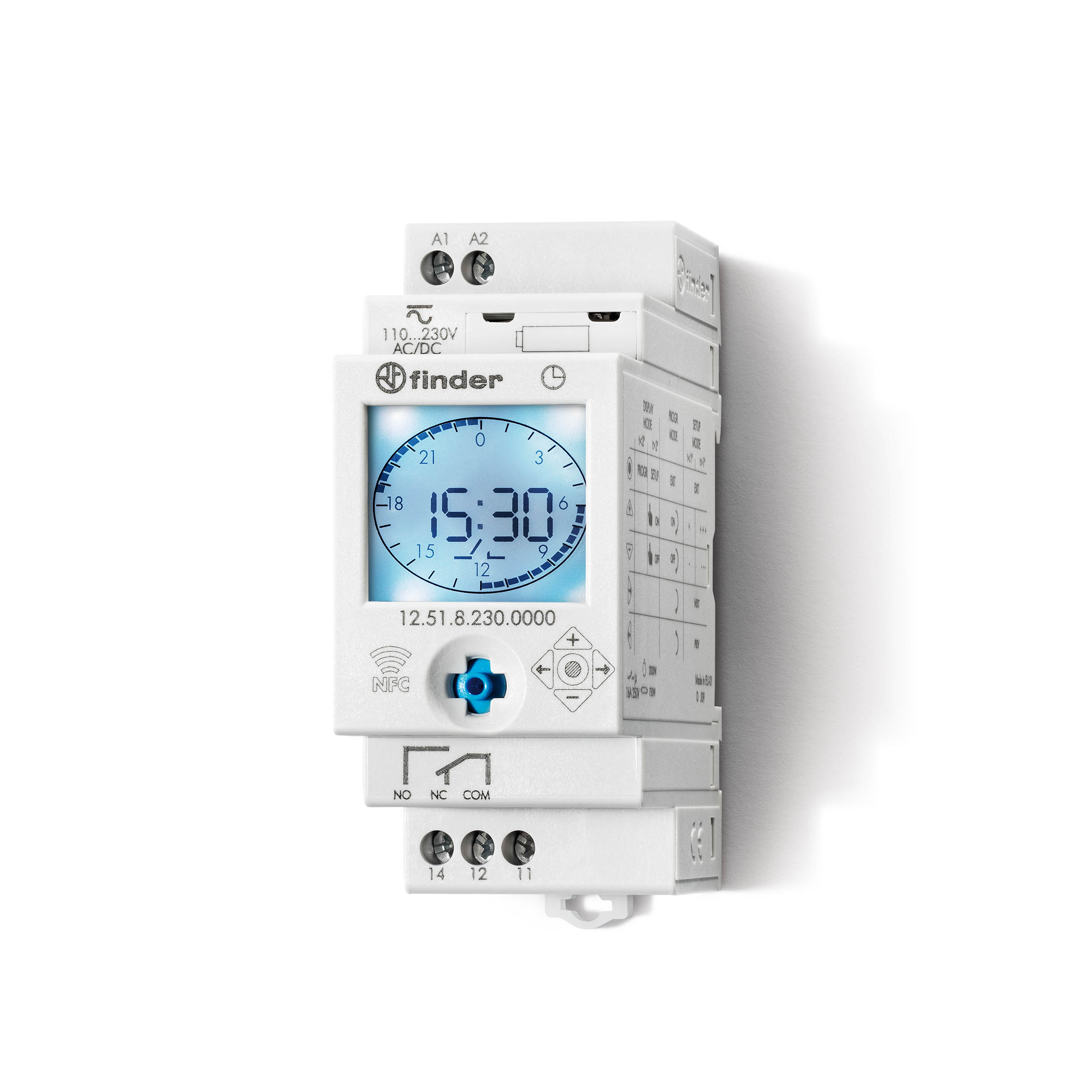 Finder Digital with NFC 12 DIN Rail Time Switch, 1-Channel 230 V ac