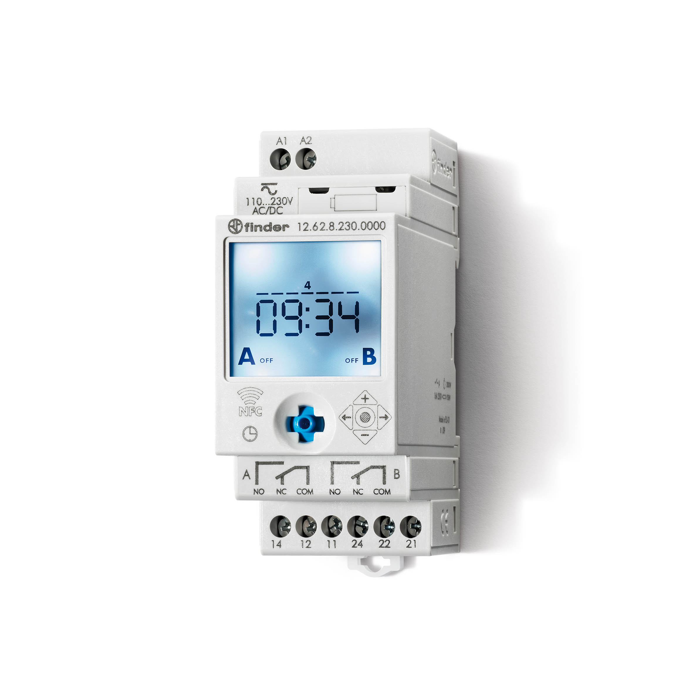Finder Digital with NFC 12 DIN Rail Time Switch, 2-Channel 230 V ac/dc