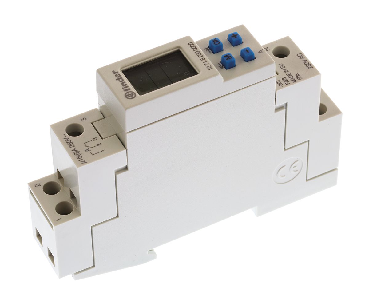 127182300000 Finder Digital 12 DIN Rail Time Switch, 1-Channel 230 V ac