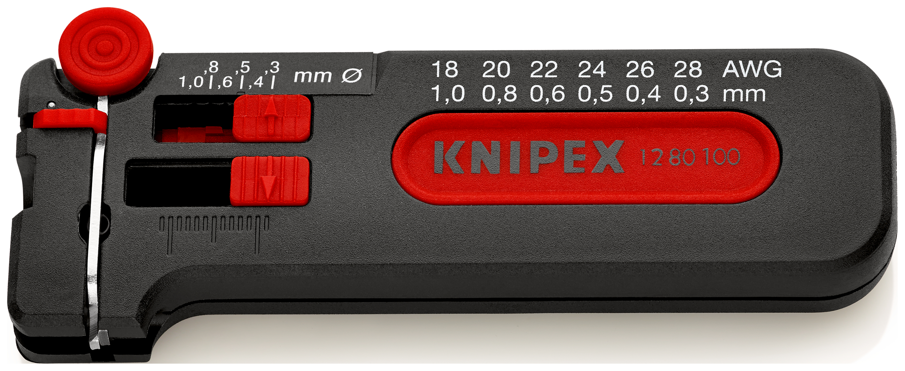 Knipex 12 80 100 SB Series Thin Conductors Plastic Mini Stripping Tool, 0.25-0.8 mm, 100 mm Overall