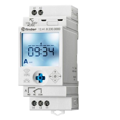 Finder Digital with NFC 12 DIN Rail Time Switch, 1-Channel 230 V ac/dc
