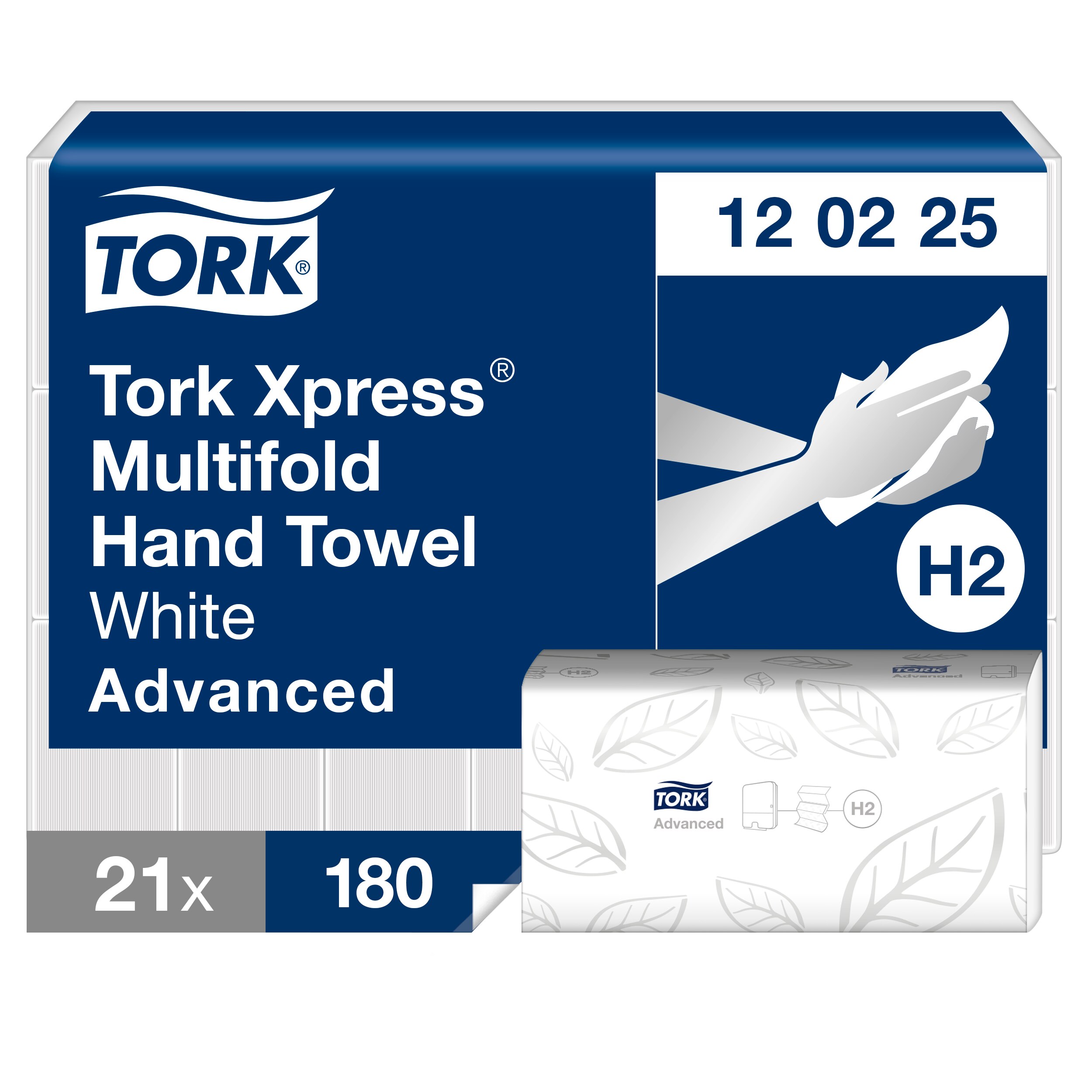 Tork Xpress Folded Paper Towel, 240 x 213 (Unfolded) mm, 80 x 213 (Folded) mm, 2, 180 Sheets