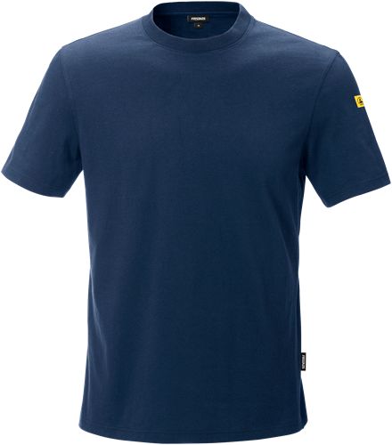 Fristads Navy Conductive Fabric, Cotton, Polyester Short Sleeve T-Shirt L