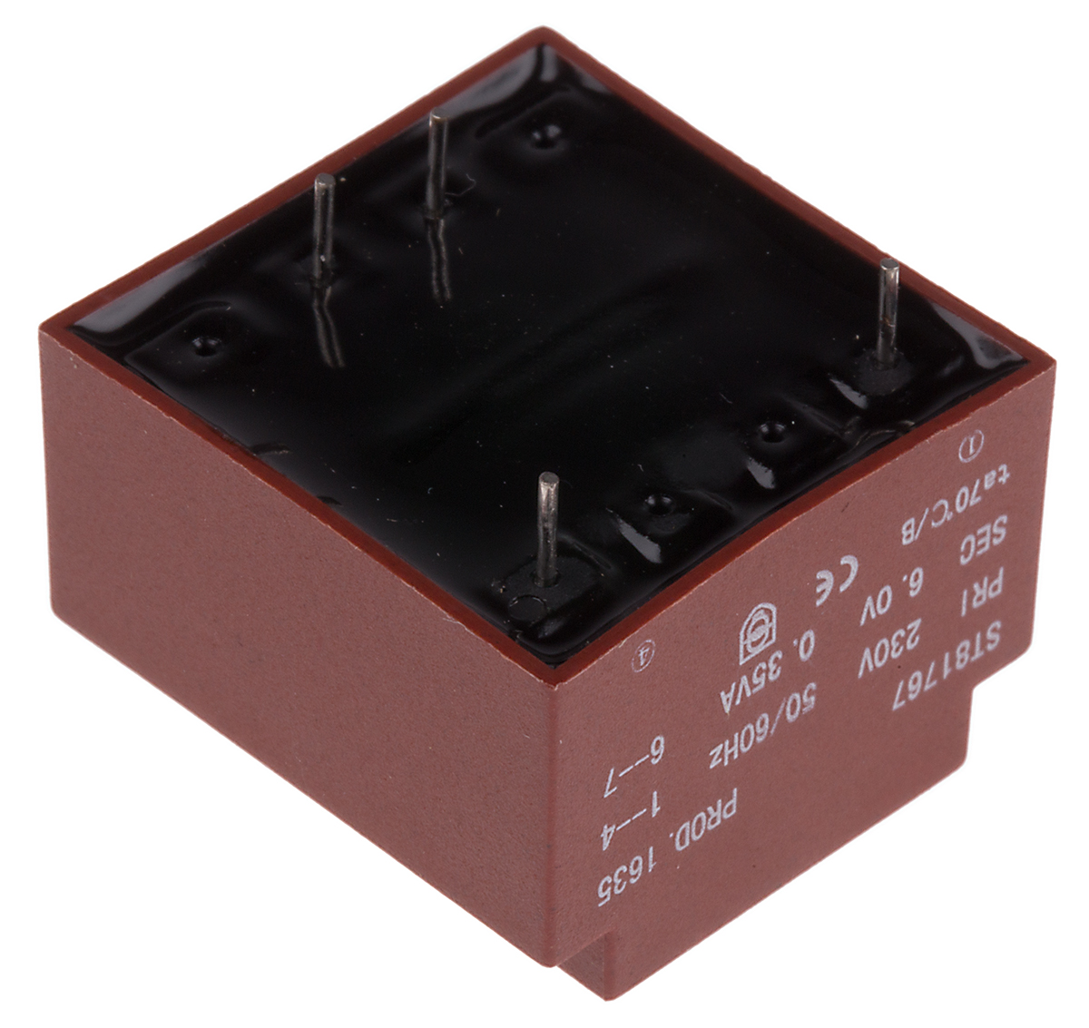 121-3819 RS PRO 1 x 6 V ac 2 Output PCB PCB Transformer, IECBSEN 615581, ASNZS 61558..6, RoHS, IECBSEN 615586, ASNZS 61558.1, CE
