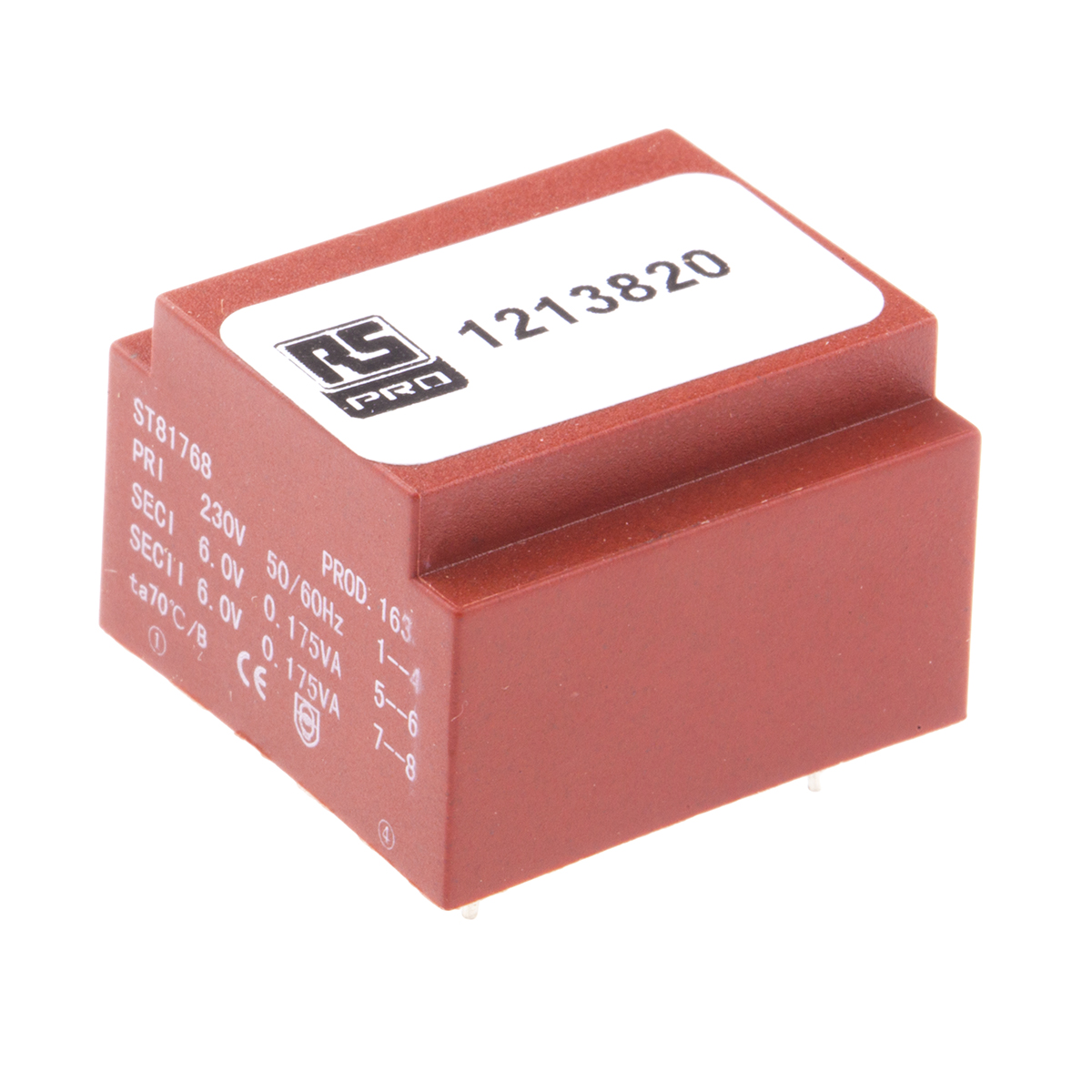 RS PRO 2 x 6 V ac 2 Output PCB PCB Transformer, RoHS, ASNZS 61558..6, IECBSEN 615586, CE, IECBSEN 615581, ASNZS 61558.1