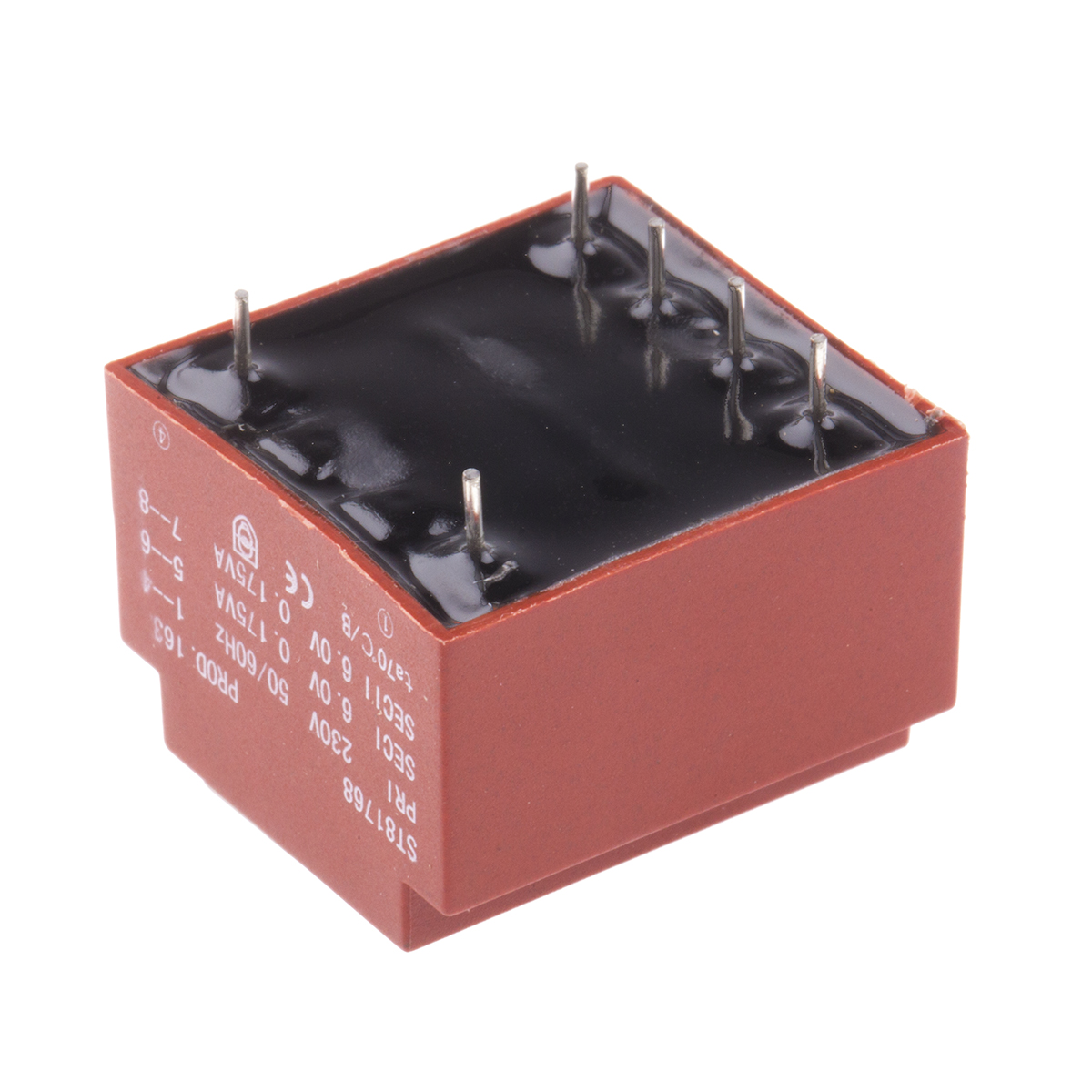 121-3820 RS PRO 2 x 6 V ac 2 Output PCB PCB Transformer, RoHS, ASNZS 61558..6, IECBSEN 615586, CE, IECBSEN 615581, ASNZS 61558.1