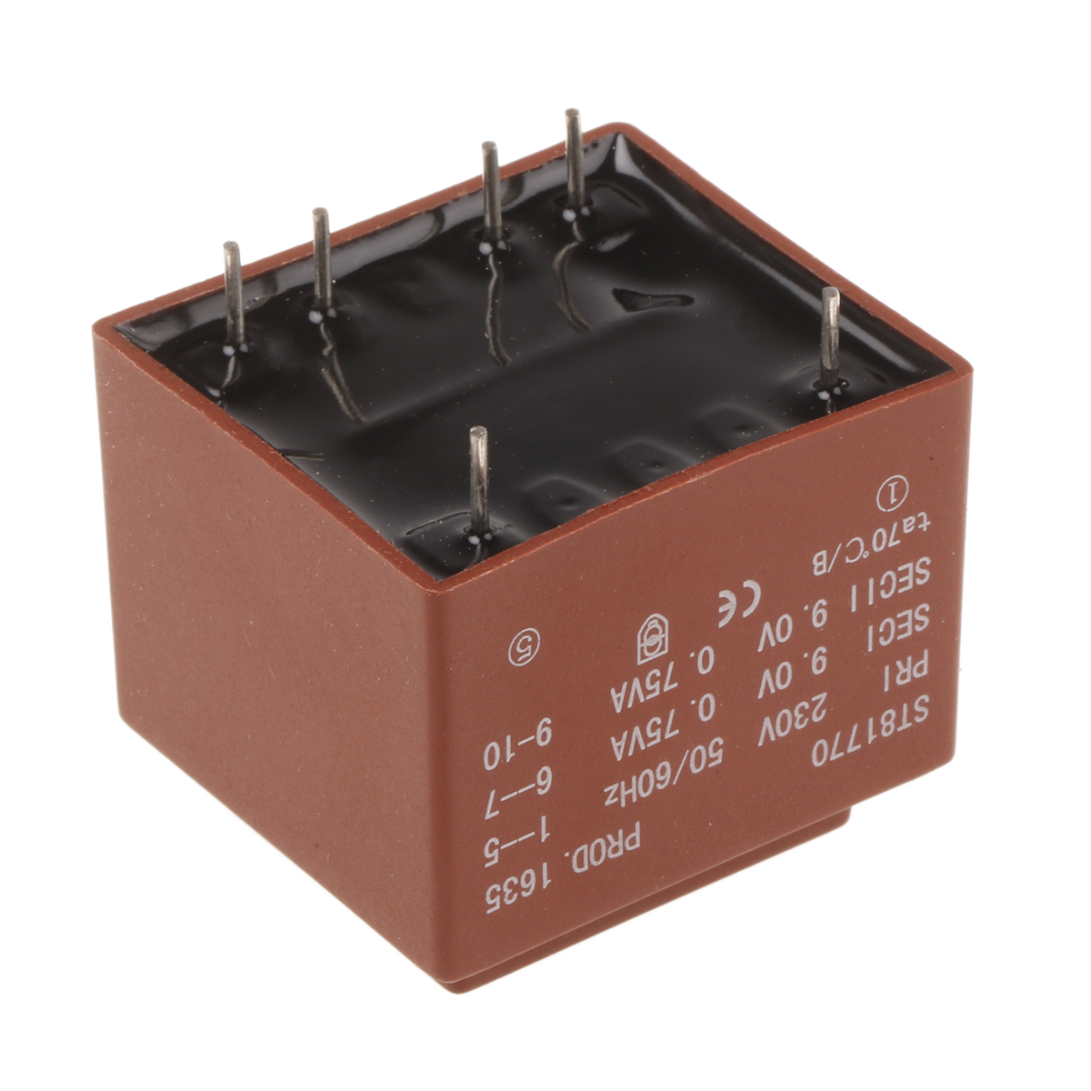 121-3822 RS PRO 2 x 9 V ac 2 Output PCB PCB Transformer, IECBSEN 615581, CE, IECBSEN 615586, ASNZS 61558.1, ASNZS 61558..6, RoHS