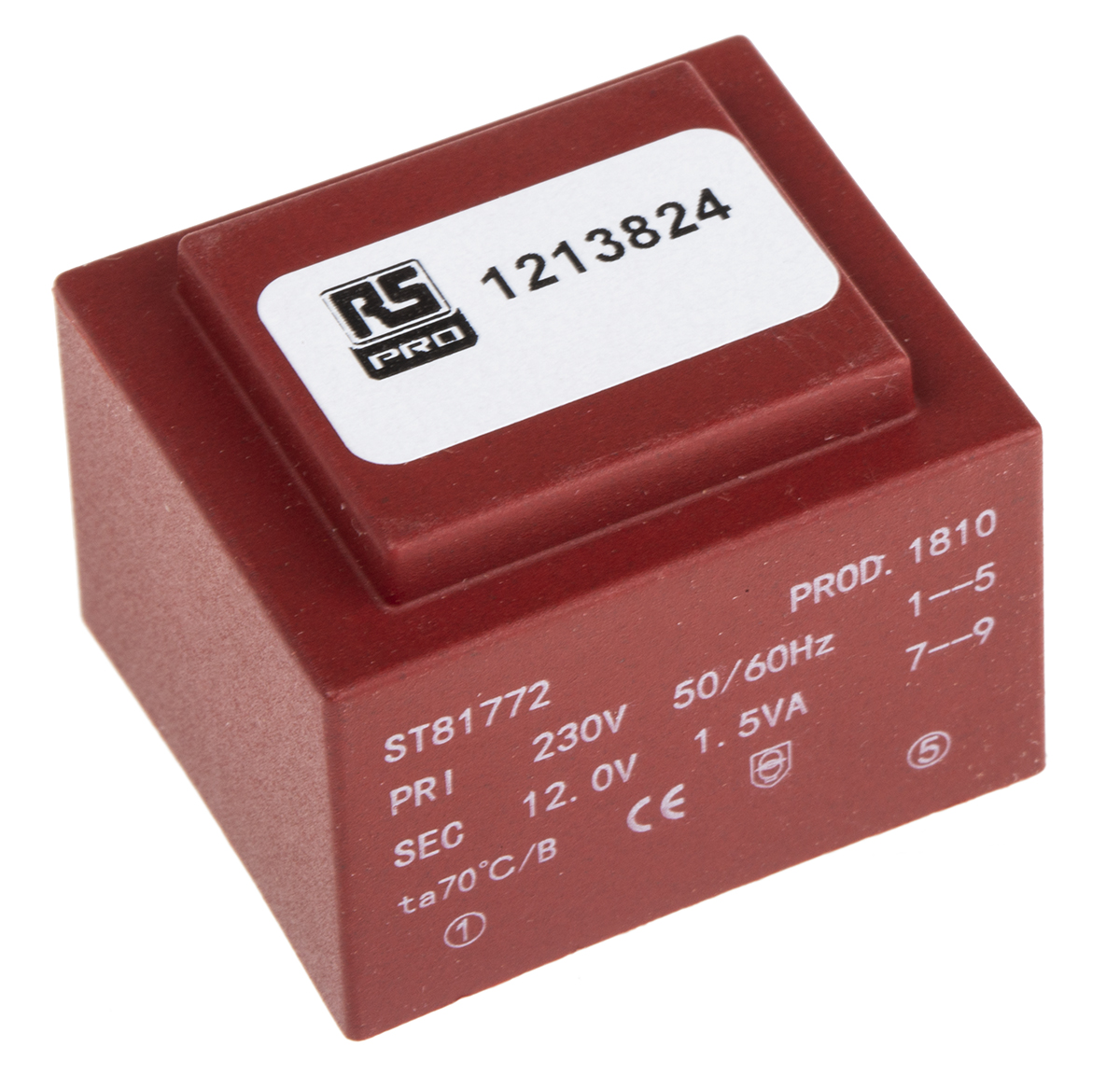 RS PRO 1 x 12 V ac 2 Output PCB PCB Transformer, IECBSEN 615581, ASNZS 61558..6, ASNZS 61558.1, CE, IECBSEN 615586, RoHS