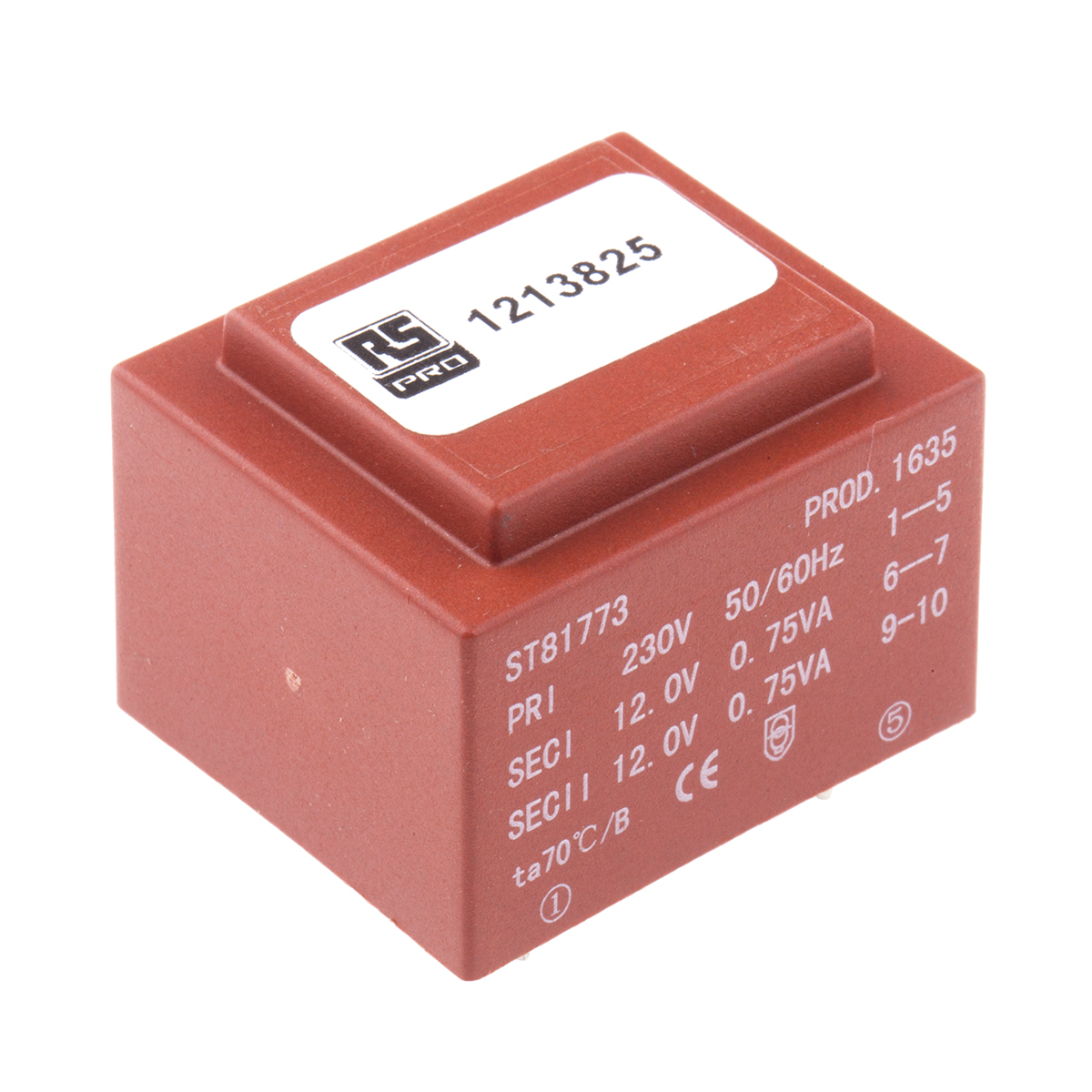 RS PRO 2 x 12 V ac 2 Output PCB PCB Transformer, RoHS, ASNZS 61558..6, IECBSEN 615586, CE, ASNZS 61558.1, IECBSEN 615581