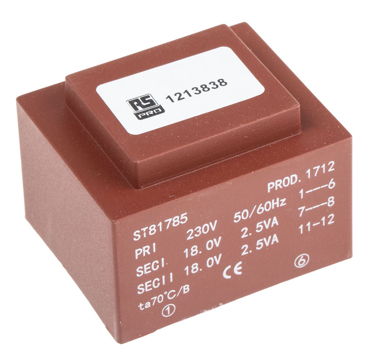 RS PRO 2 x 18 V ac 2 Output PCB PCB Transformer, AS/NZS 61558.2.6, IEC/BS/EN 61558-2-6, RoHS, AS/NZS 61558.1, CE,