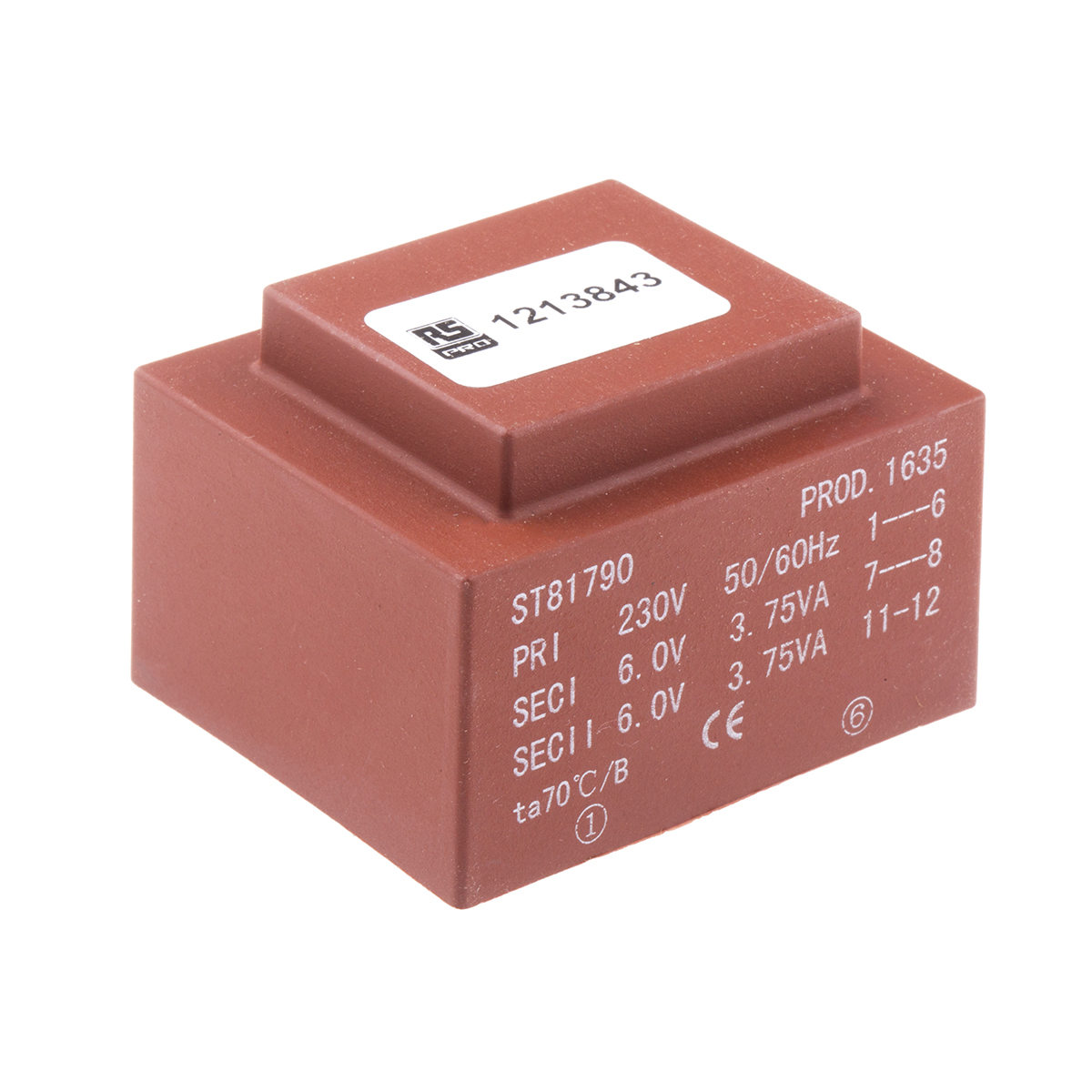 RS PRO 2 x 6 V ac 2 Output PCB PCB Transformer, RoHS, IECBSEN 615586, ASNZS 61558.1, ASNZS 61558..6, CE, IECBSEN 615581