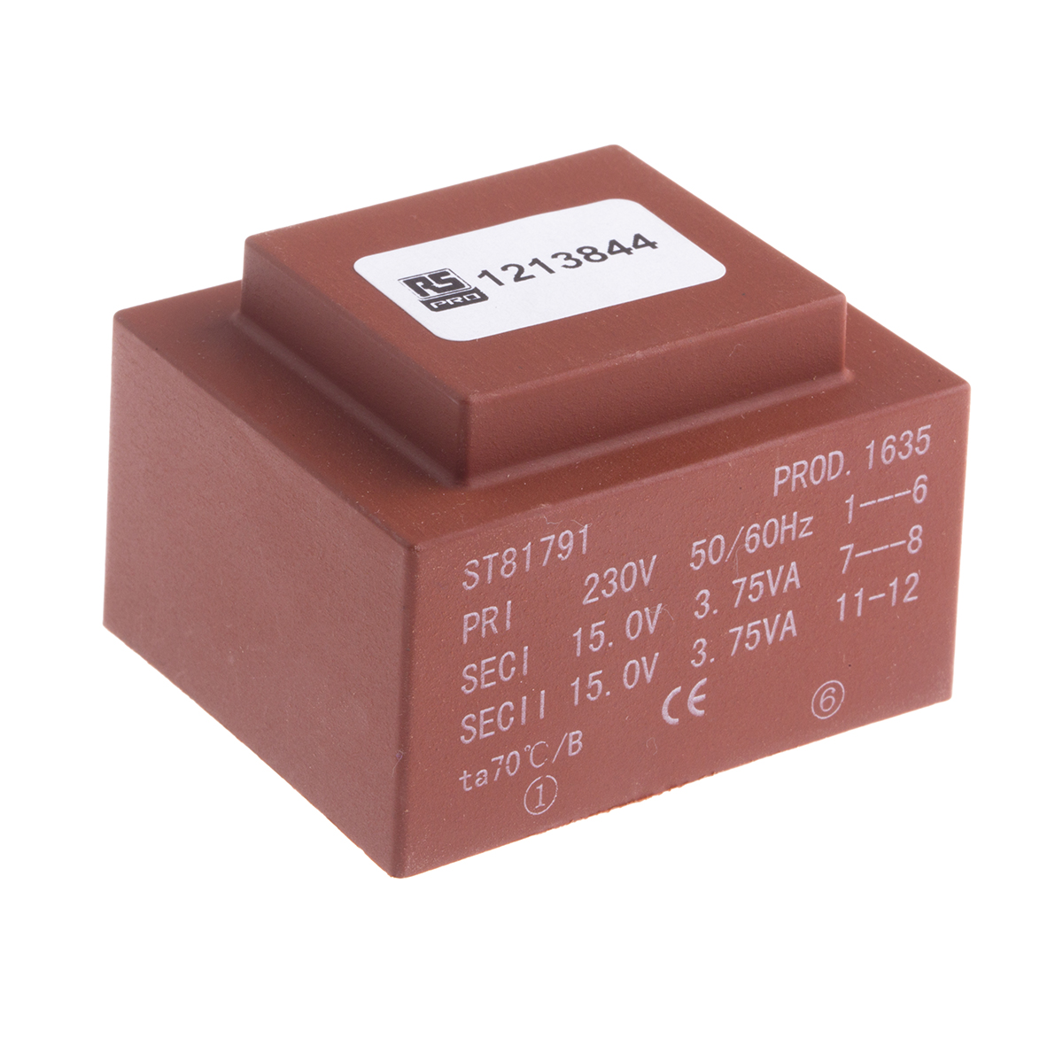 RS PRO 2 x 15 V ac 2 Output PCB PCB Transformer, ASNZS 61558.1, IECBSEN 615581, IECBSEN 615586, RoHS, ASNZS 61558..6, CE